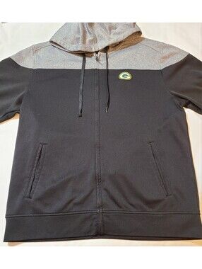 NFL Green Bay Packers Full Zip Hoodie Mens Sz XL Black & Gray Logo Football EUC